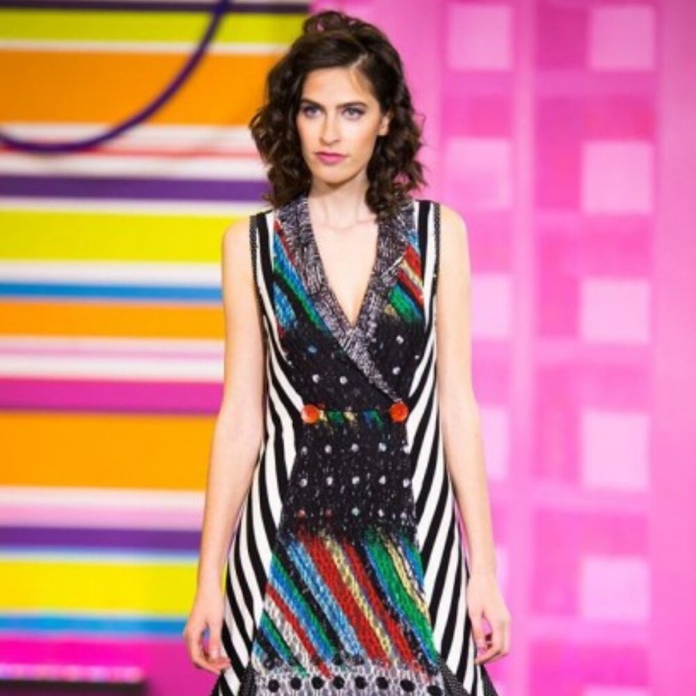 Funky - dots, stripes, multi-coloured lace, rivets Tango Mango collection Sz L